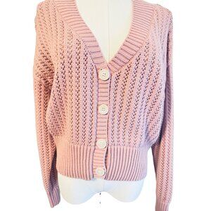 Marc New York Andrew Marc Large Pink/Mauve Knit Sweater